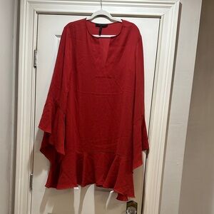 BCBG Bright Red Flared Tunic Top